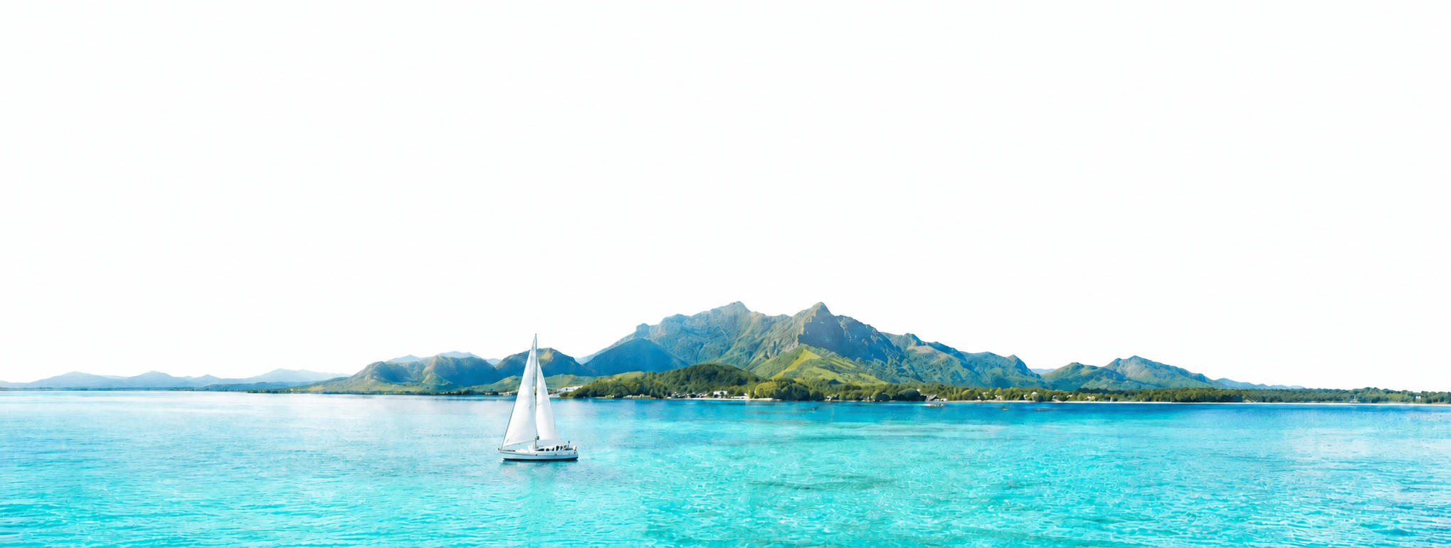 Mauritius mountain and turquoise sea